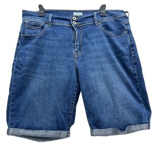 Levis 515 Bermuda Jean Shorts Womens Size 16 Blue Denim Stretch‎ Cuffed Pockets